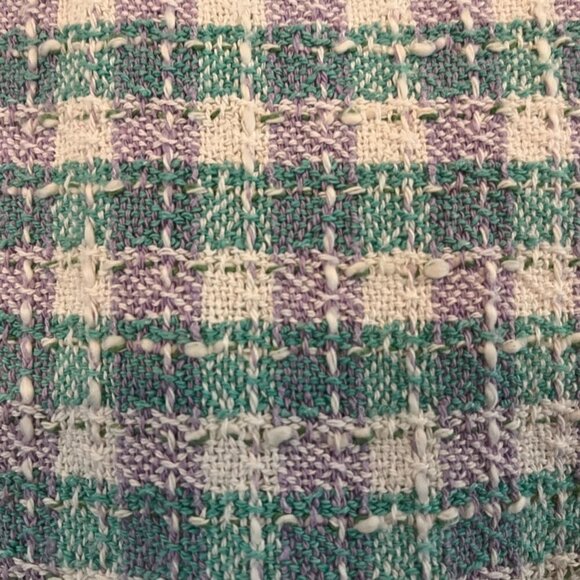 NWT ZARA Textured Plaid Cropped Blazer Jacket Bloggers Fav Turquoise & Lavender - Picture 7 of 16